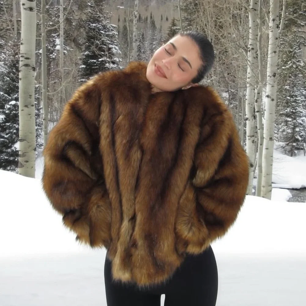 NWT KHY FAUX FUR JACKET IN CEDAR - Picture 2 of 10